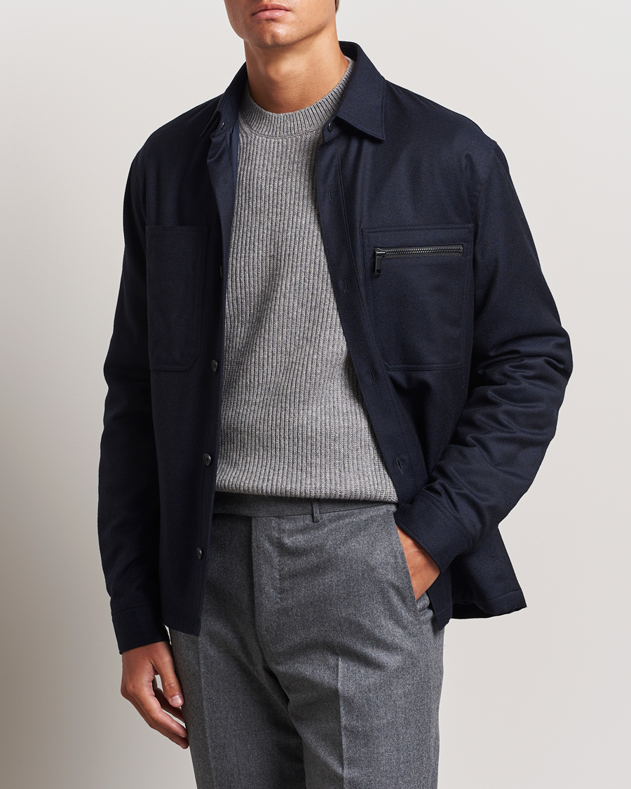 Herren | Jacken | Zegna | Techmerino Flannel Shirt Jacket Navy