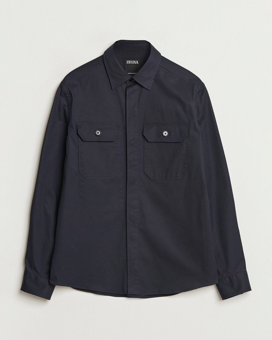 Herren | Hemden | Zegna | Cotton Overshirt Navy