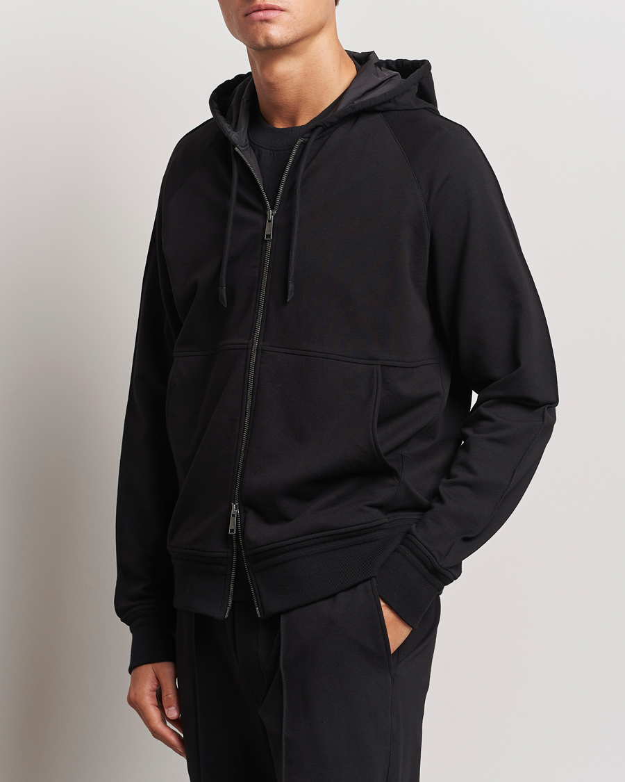 Herren | Pullover | Zegna | Cotton Stretch Zip Hoodie Black
