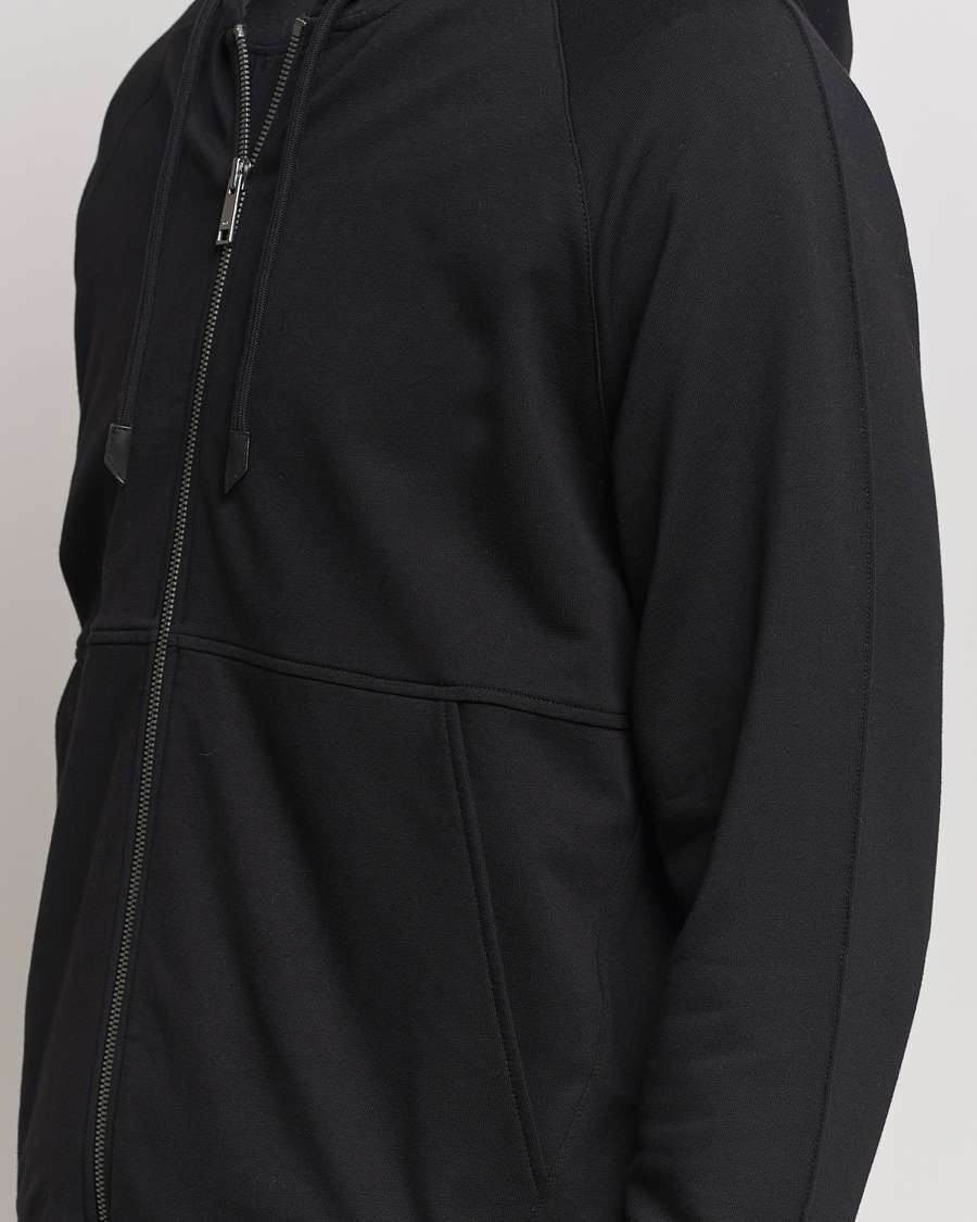 Herren | Pullover | Zegna | Cotton Stretch Zip Hoodie Black