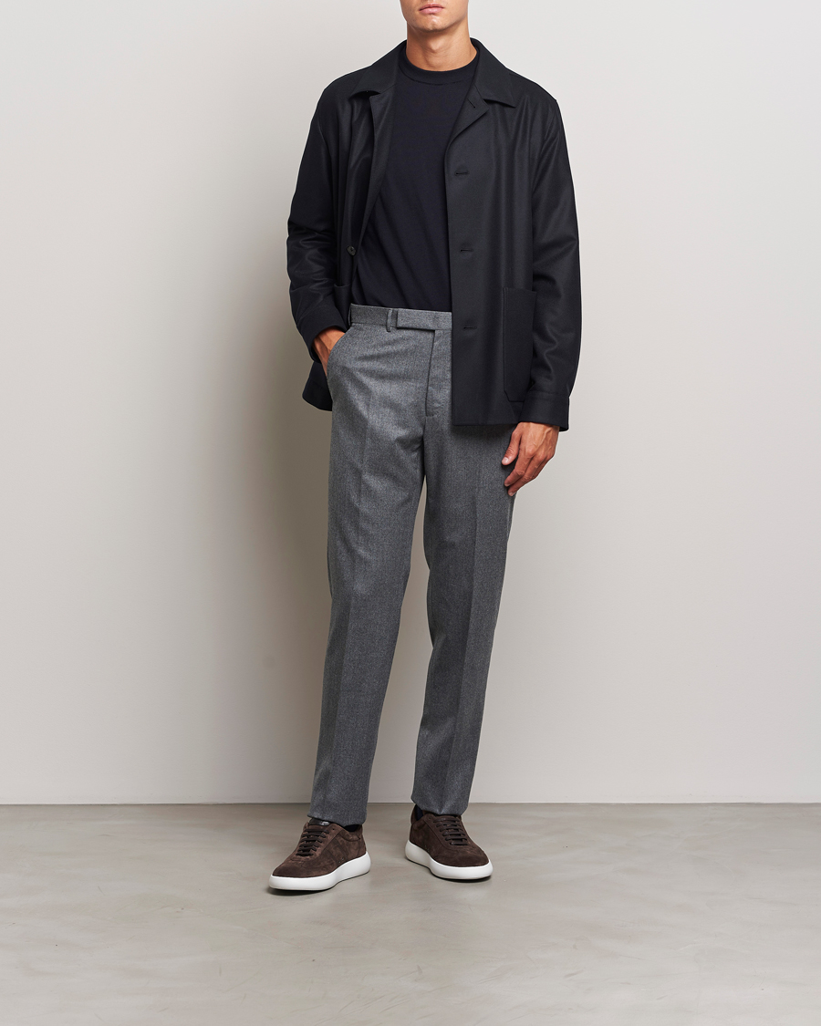 Herren | Hosen | Zegna | Carded Flannel Trousers Grey Melange