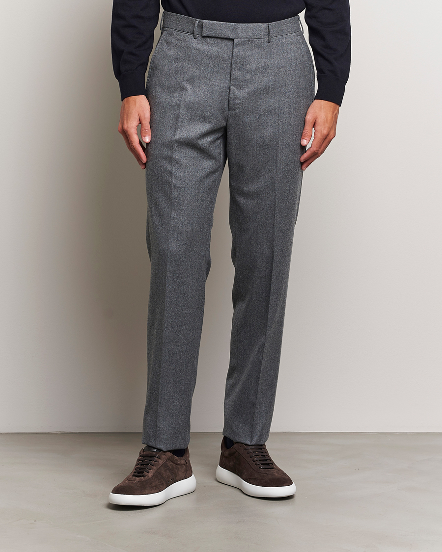 Herren | Hosen | Zegna | Carded Flannel Trousers Grey Melange