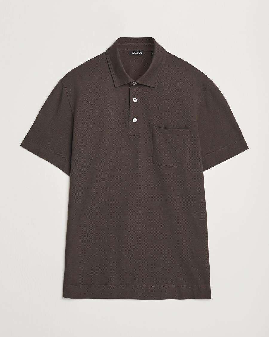 Herren | Poloshirts | Zegna | Short Sleeve Pocket Polo Dark Brown