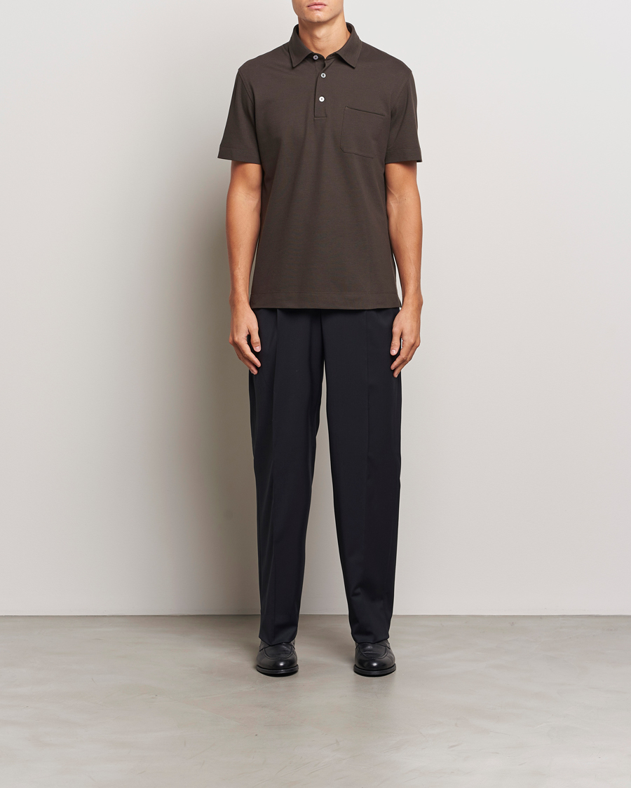 Herren | Poloshirts | Zegna | Short Sleeve Pocket Polo Dark Brown