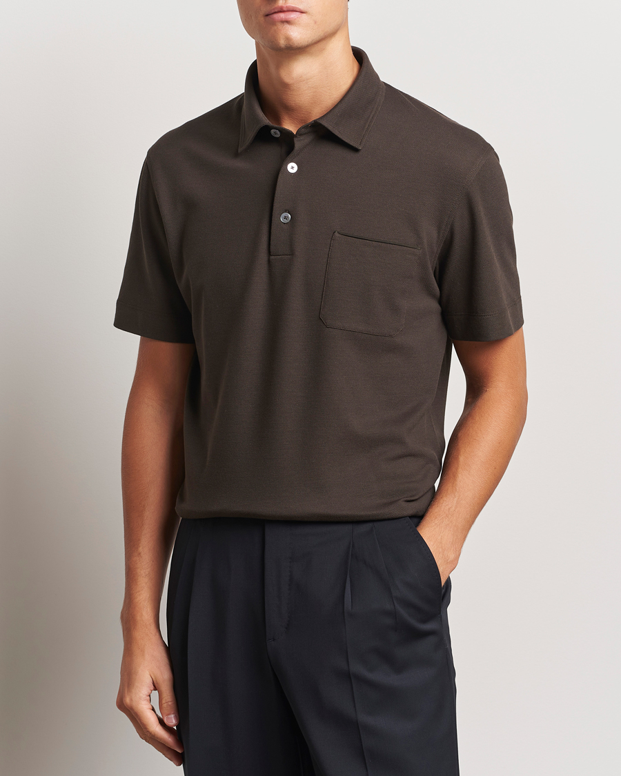 Herren | Poloshirts | Zegna | Short Sleeve Pocket Polo Dark Brown