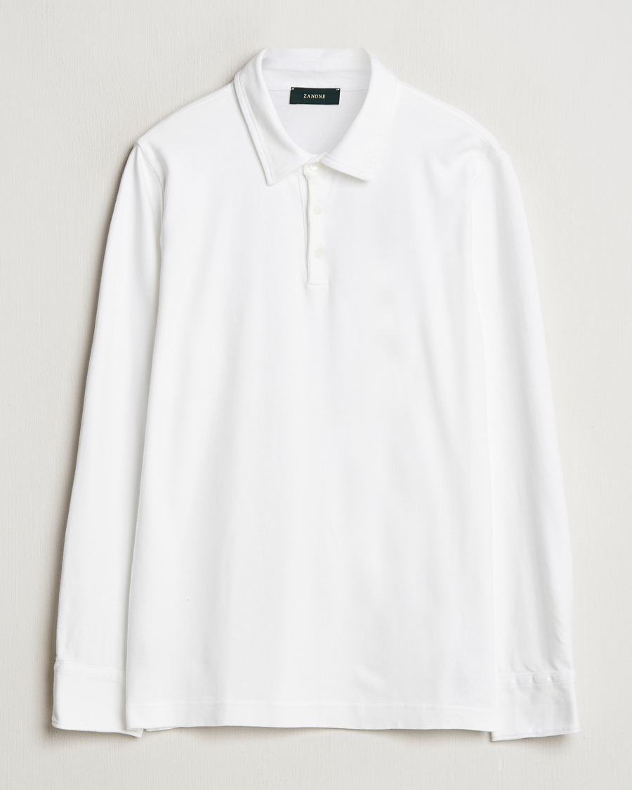 Herren | Pullover | Zanone | Heavy Jersey Long Sleeve Polo White