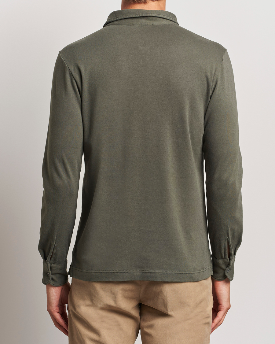 Herren | Pullover | Zanone | Heavy Jersey Long Sleeve Polo Olive