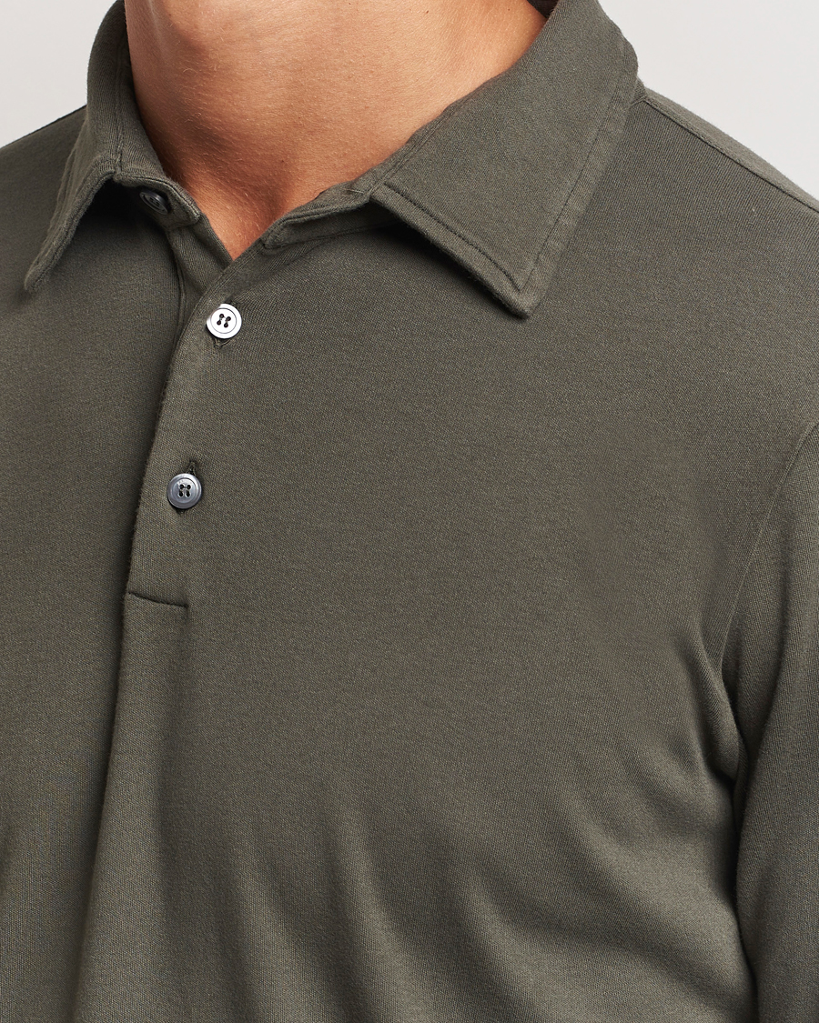 Herren | Pullover | Zanone | Heavy Jersey Long Sleeve Polo Olive