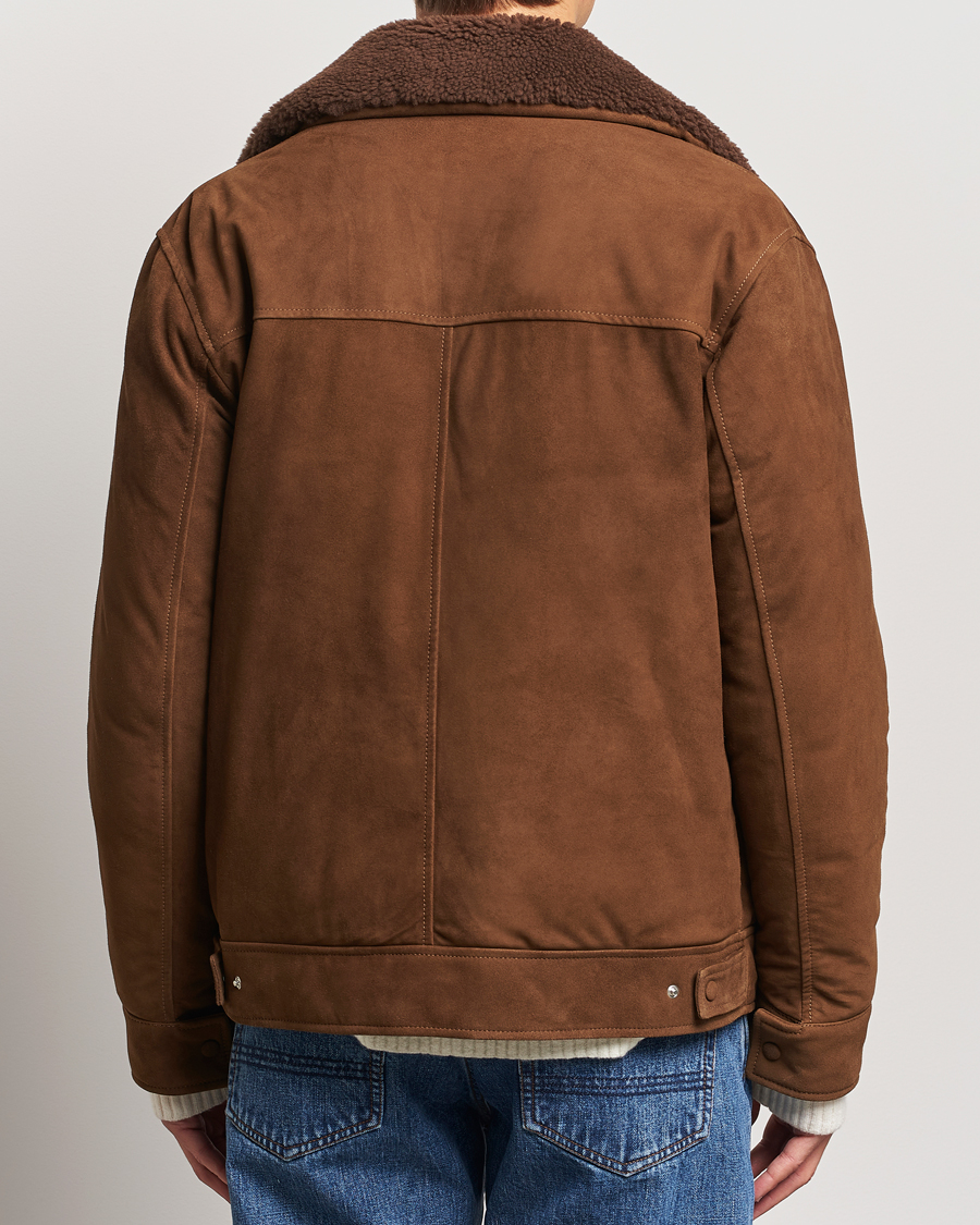 Herren | Jacken | Valstar | Goose Down Shearling Flight Jacket Brown Suede