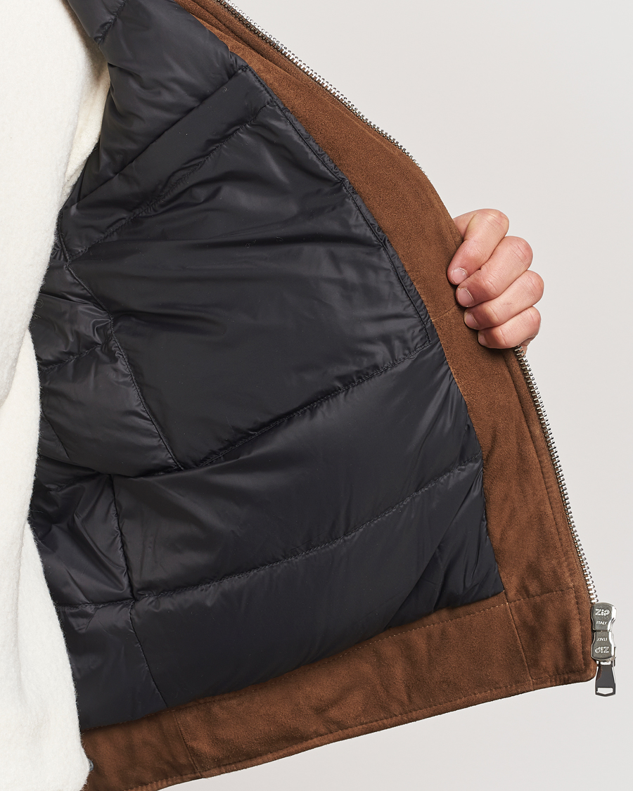 Herren | Jacken | Valstar | Goose Down Shearling Flight Jacket Brown Suede