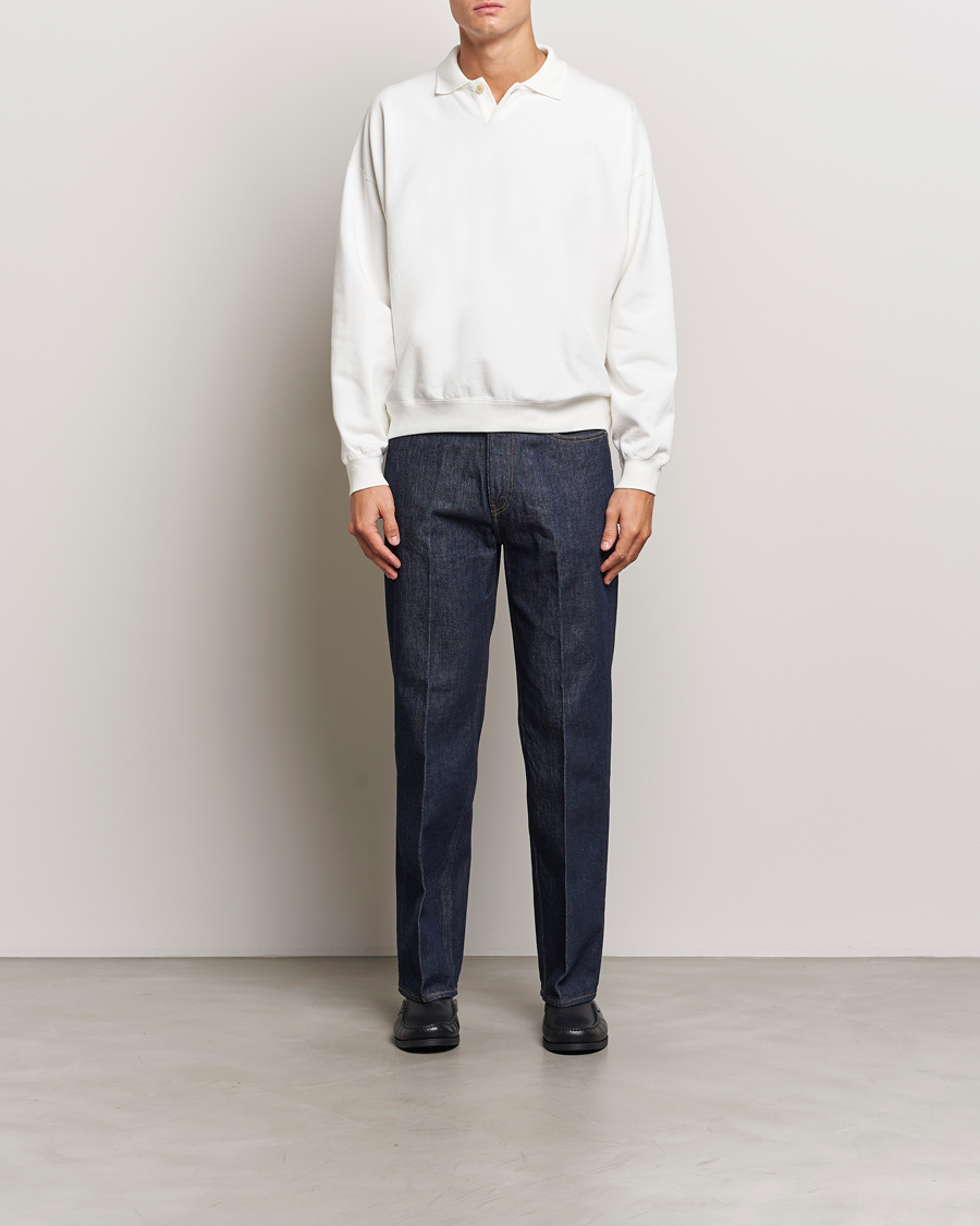 Herren | Pullover | Auralee | Pima Cotton Long Sleeve Polo White