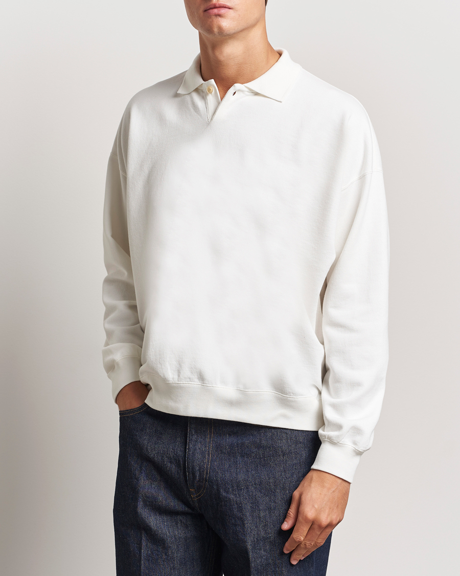 Herren | Pullover | Auralee | Pima Cotton Long Sleeve Polo White
