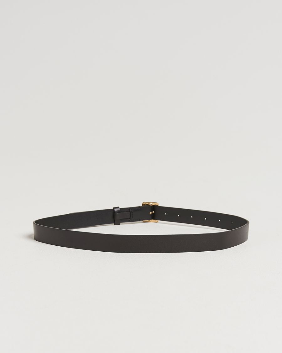 Herren | Auralee Leather Square Buckle Belt Black | Auralee | Leather Square Buckle Belt Black