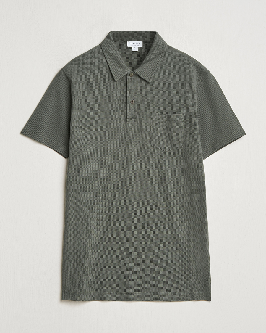 Herren | Poloshirts | Sunspel | Riviera Polo Shirt Drill Green