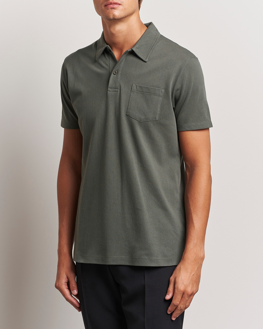 Herren | Poloshirts | Sunspel | Riviera Polo Shirt Drill Green