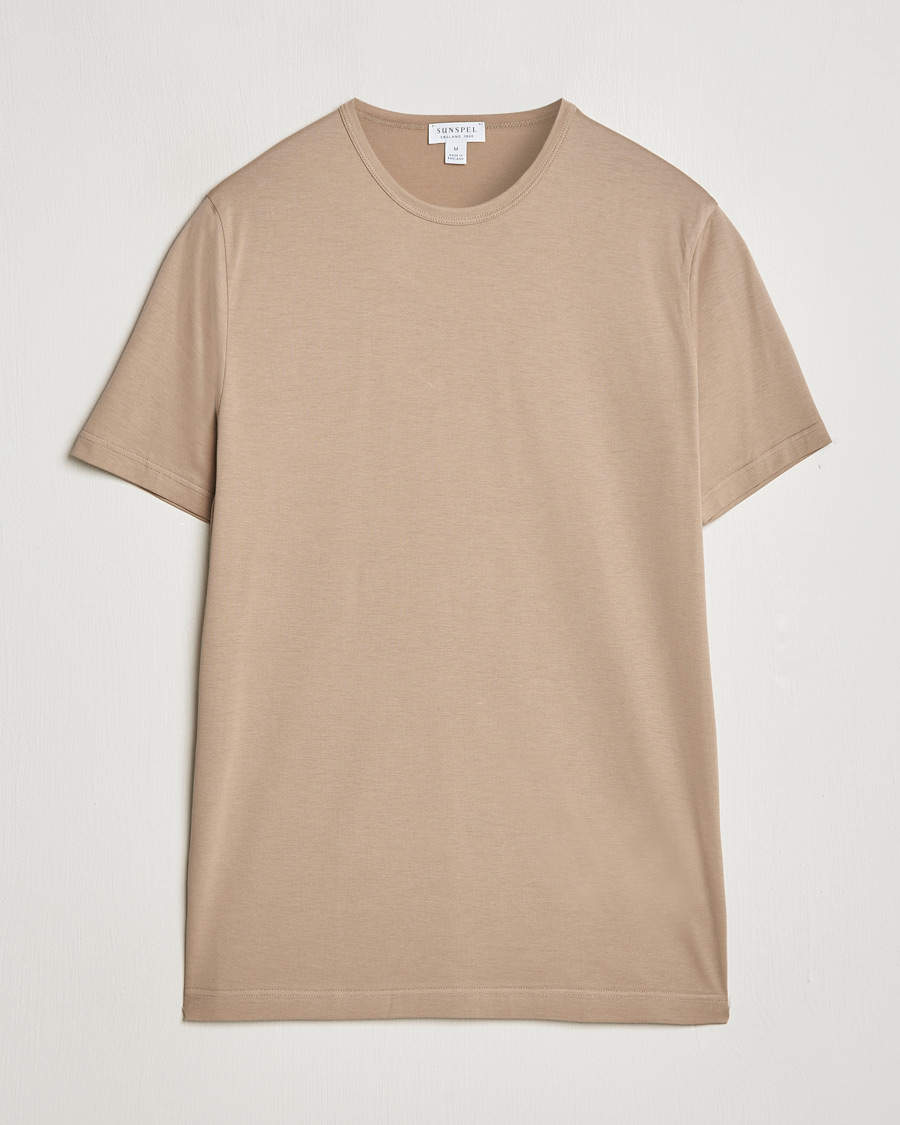 Herren | T-Shirts | Sunspel | Crew Neck Q82 Cotton T-Shirt Sandstone