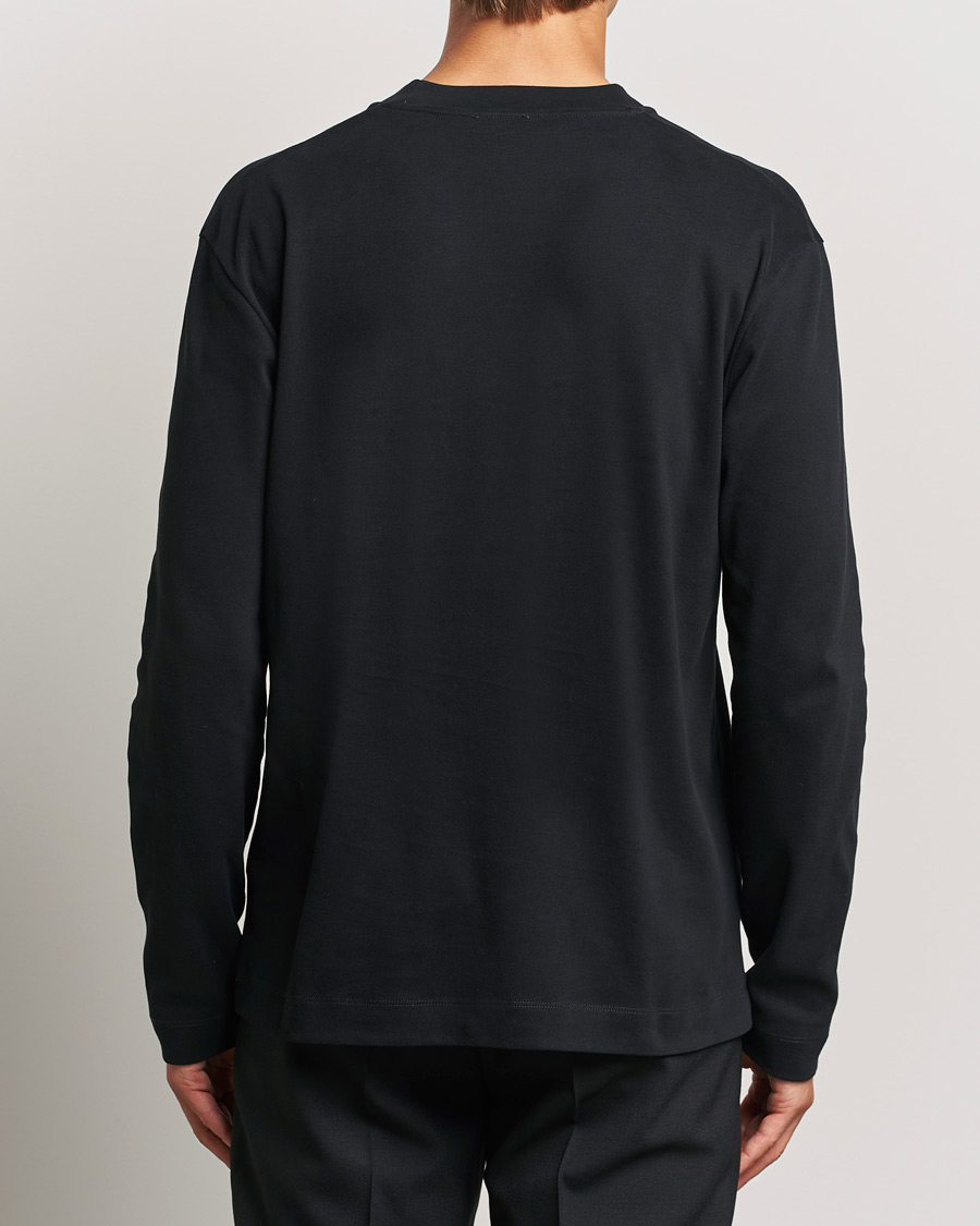 Herren | T-Shirts | Sunspel | Heavy Weight Supima Cotton Long Sleeve T-Shirt Black