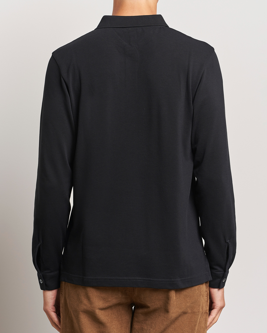 Herren | Pullover | Sunspel | Long Sleeve Pique Poloshirt Black