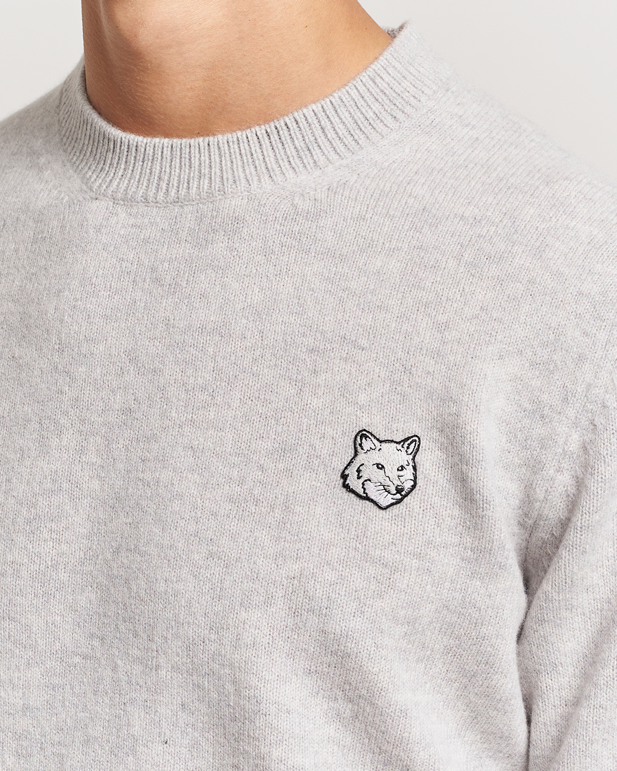Herren | Pullover | Maison Kitsuné | Bold Fox Lambswool Crew Neck Light Grey Melange
