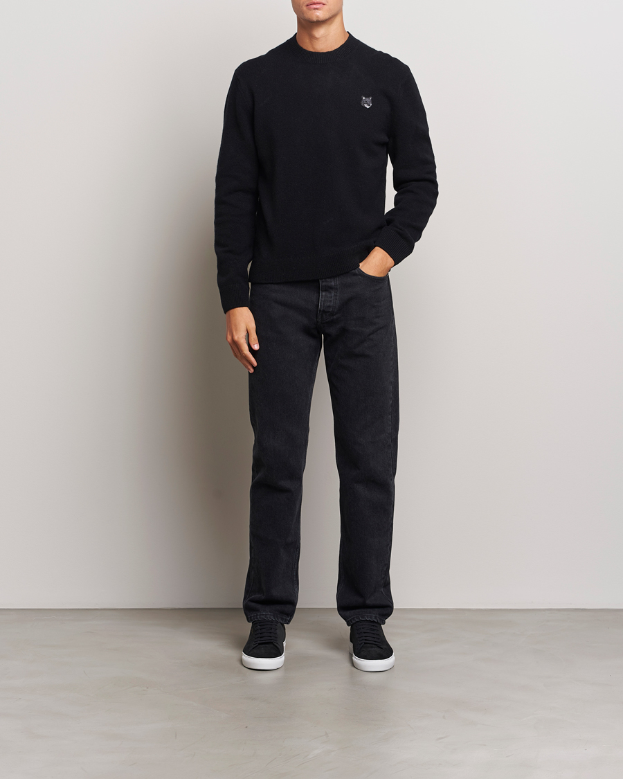 Herren | Pullover | Maison Kitsuné | Bold Fox Lambswool Crew Neck Black
