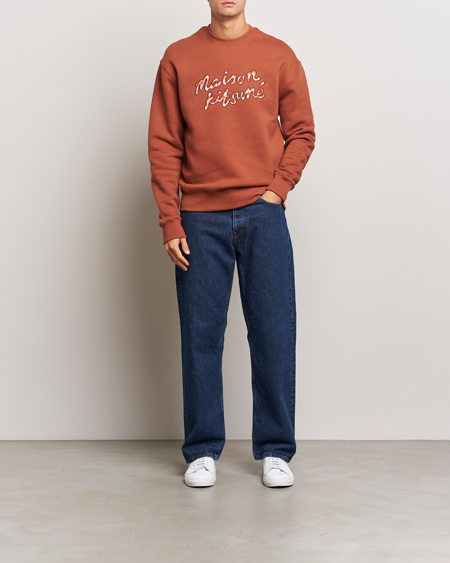 Herren | Pullover | Maison Kitsuné | Gingham Handwriting Sweatshirt Pecan