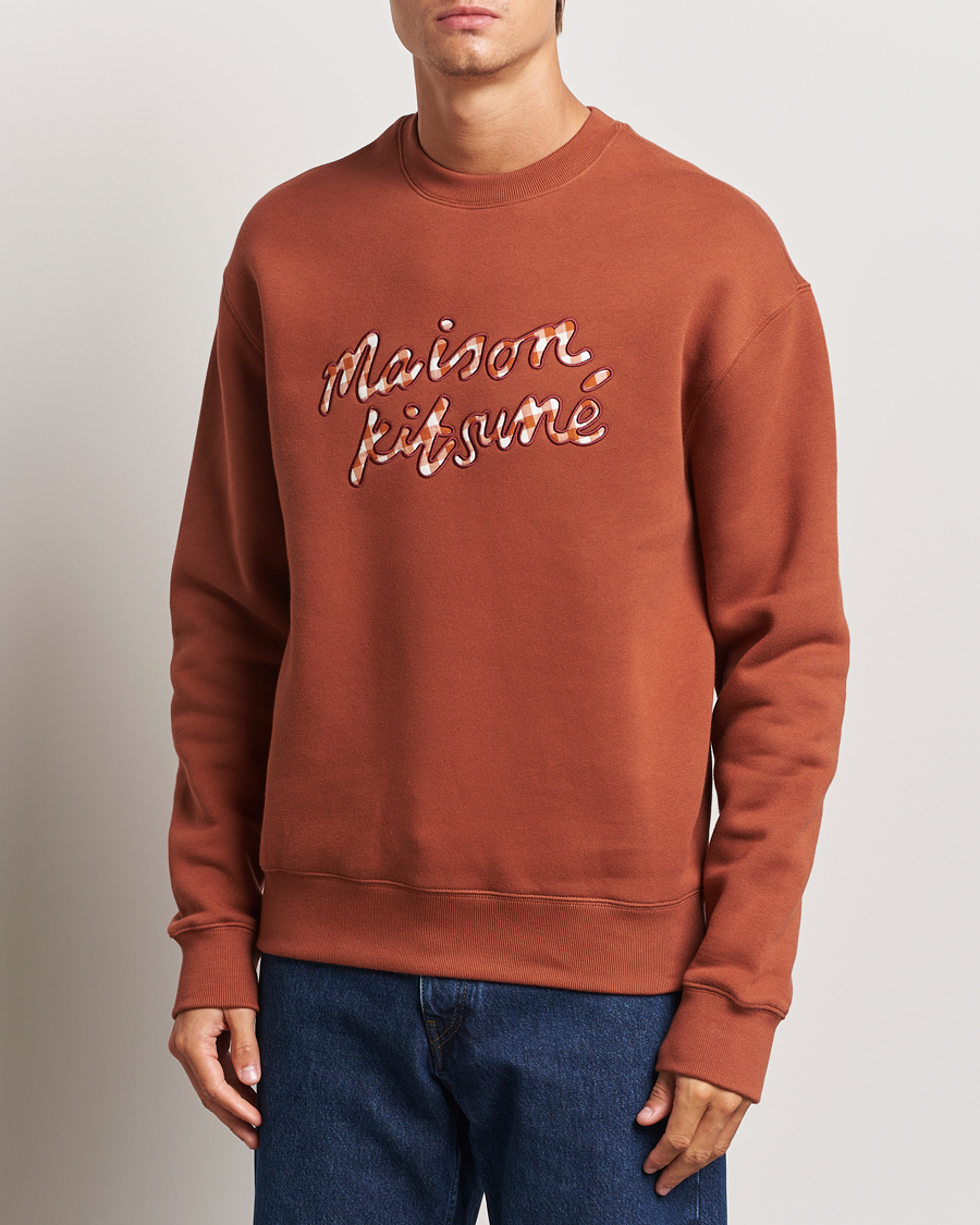 Herren | Pullover | Maison Kitsuné | Gingham Handwriting Sweatshirt Pecan