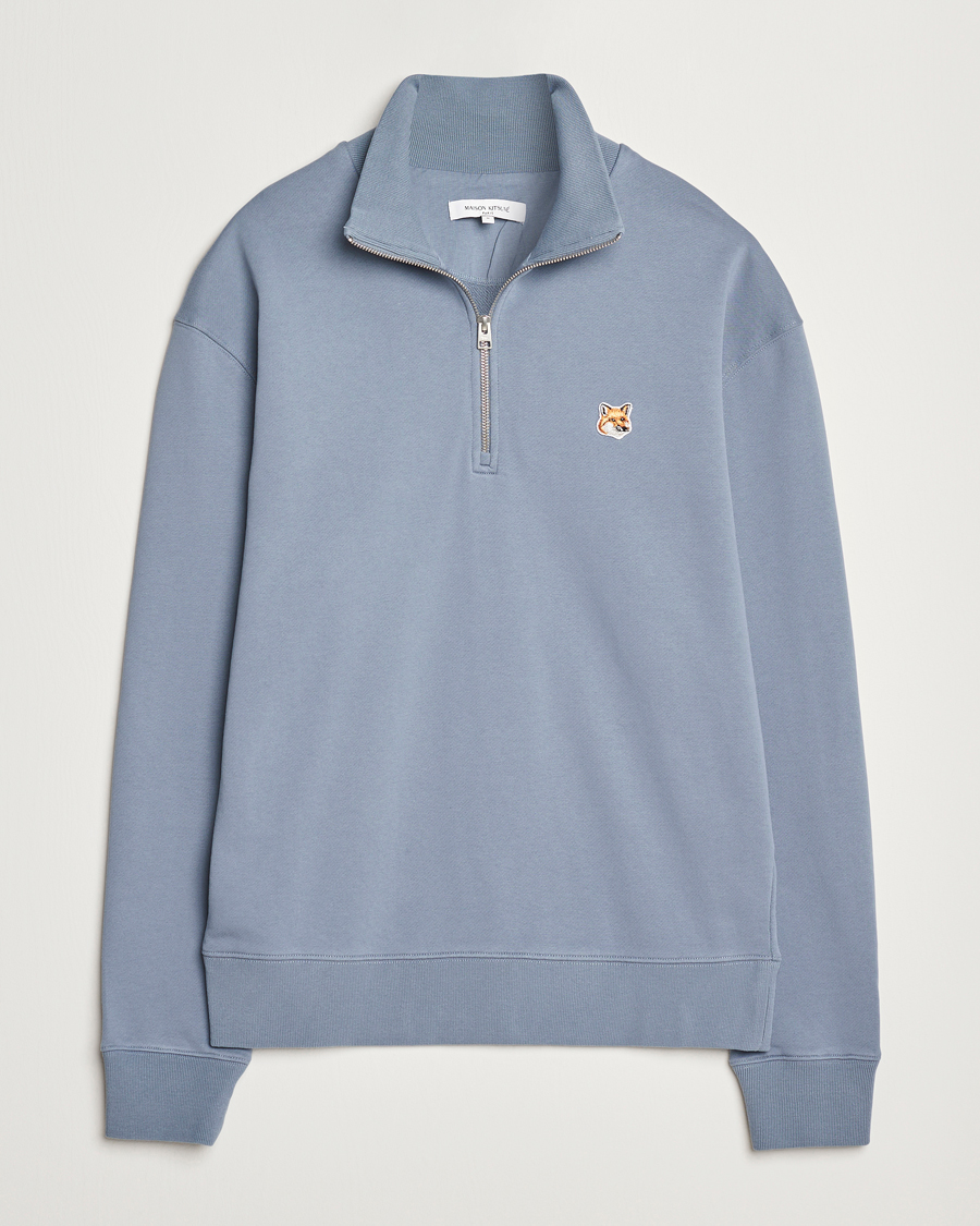 Herren | Pullover | Maison Kitsuné | Fox Head Half Zip Sweatshirt Moonlight Blue