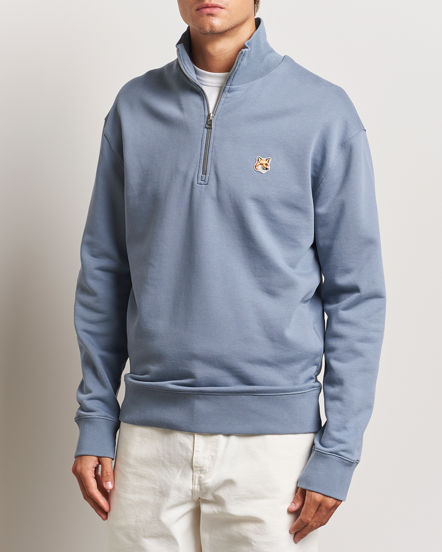 Herren | Pullover | Maison Kitsuné | Fox Head Half Zip Sweatshirt Moonlight Blue