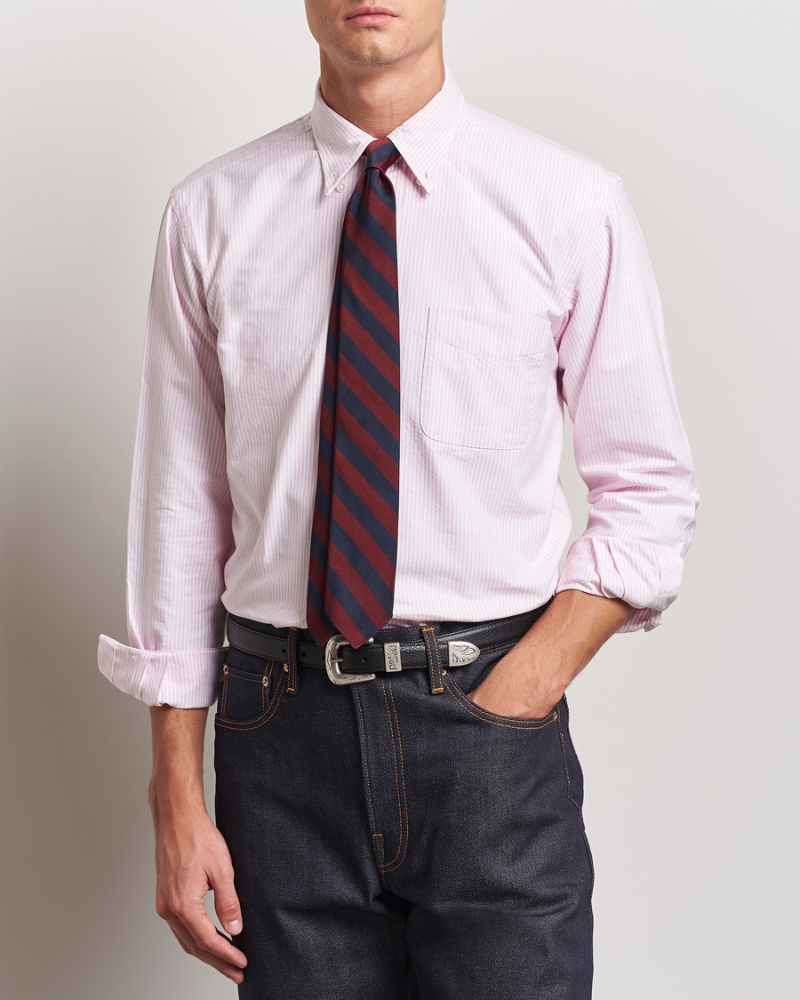 Herren | Hemden | Kamakura Shirts | Vintage Ivy Oxford Button Down Shirt Pink Stripe