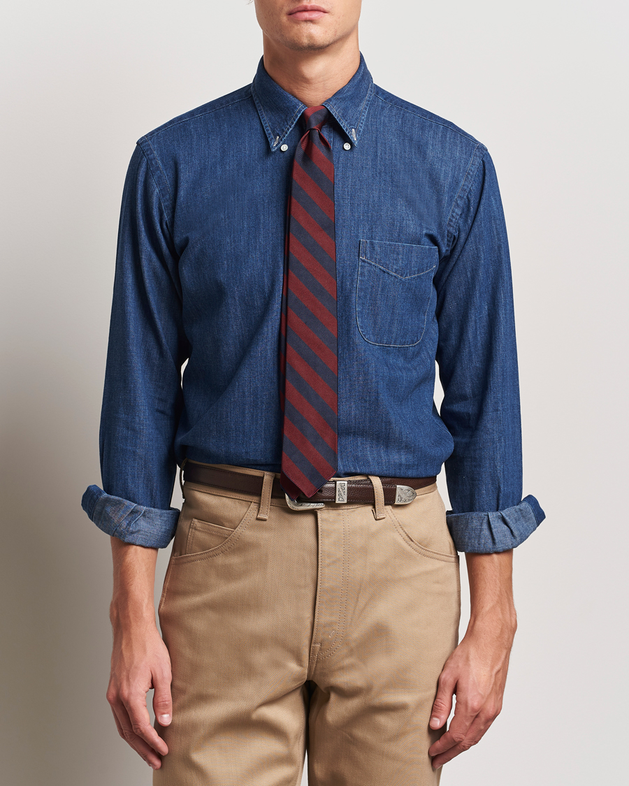 Herren | Hemden | Kamakura Shirts | Vintage Ivy Denim Button Down Shirt Dark Blue