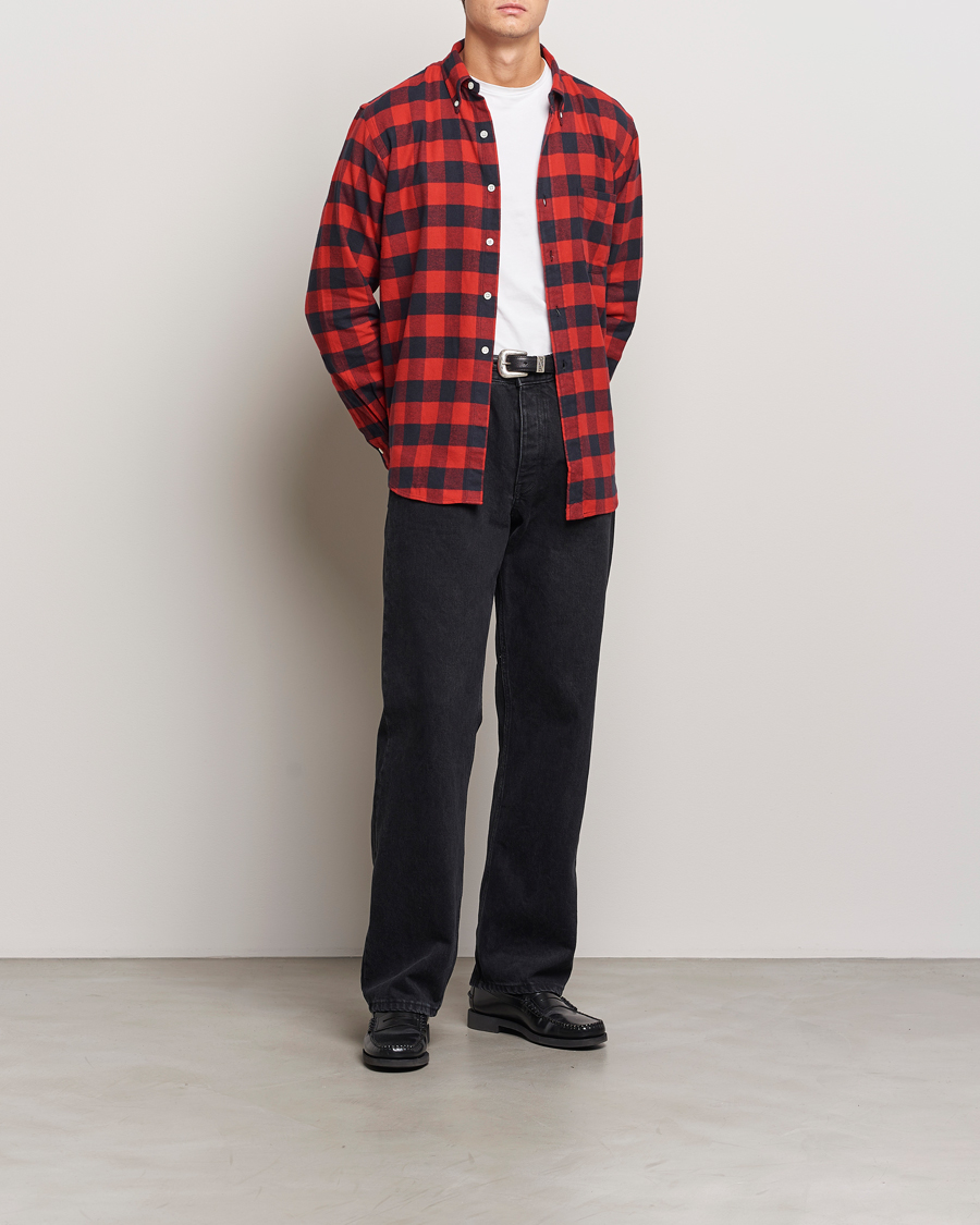 Herren | Hemden | Kamakura Shirts | Vintage Ivy Buffalo Check Flannel Shirt Red
