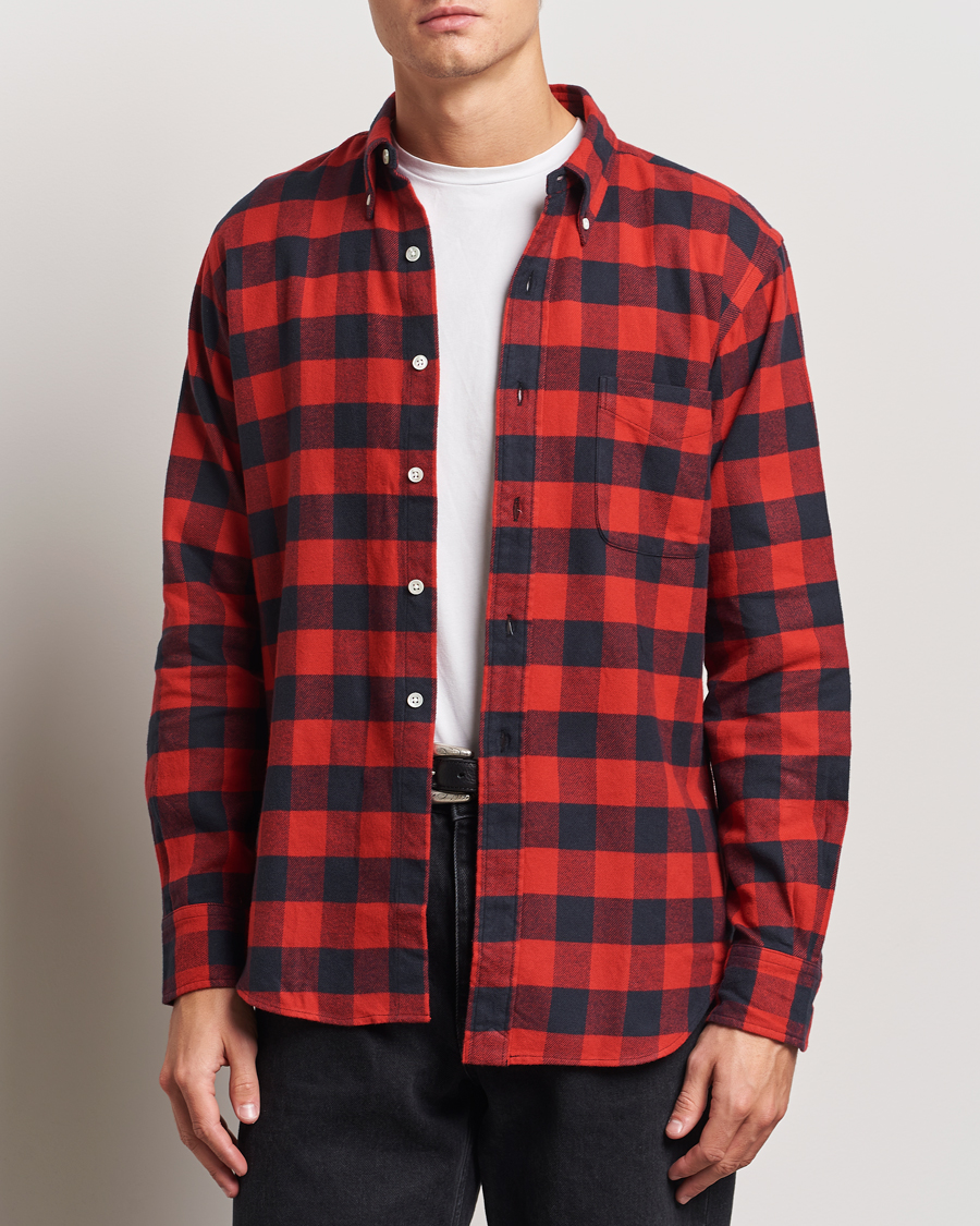 Herren | Hemden | Kamakura Shirts | Vintage Ivy Buffalo Check Flannel Shirt Red