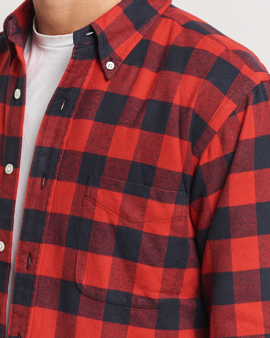 Herren | Hemden | Kamakura Shirts | Vintage Ivy Buffalo Check Flannel Shirt Red
