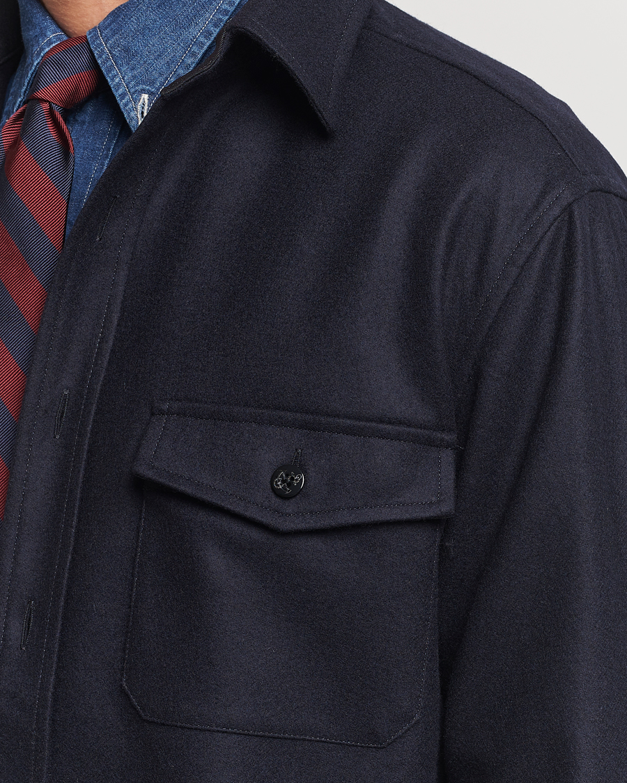 Herren | Hemden | Kamakura Shirts | Wool Flannel CPO Shirt Navy