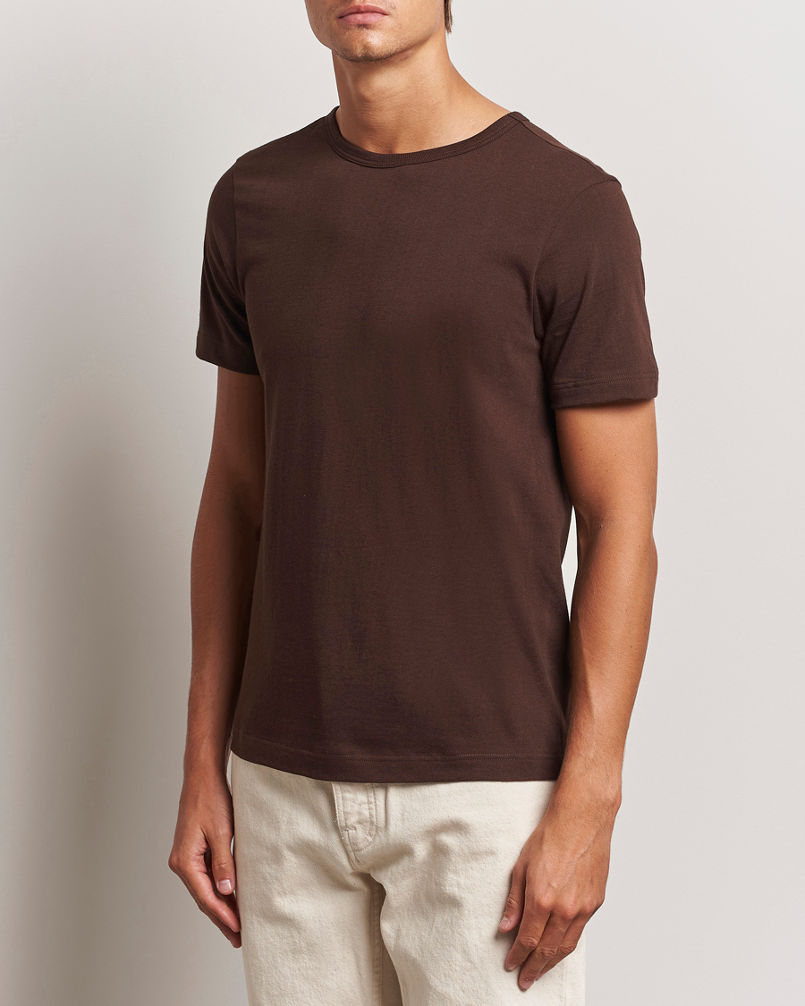 Herren | T-Shirts | Merz b. Schwanen | 1950s Classic Loopwheeled T-Shirt Coffee