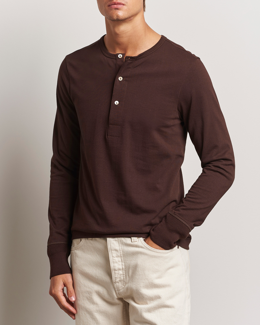 Herren | Pullover | Merz b. Schwanen | Classic Organic Cotton Henley Coffee