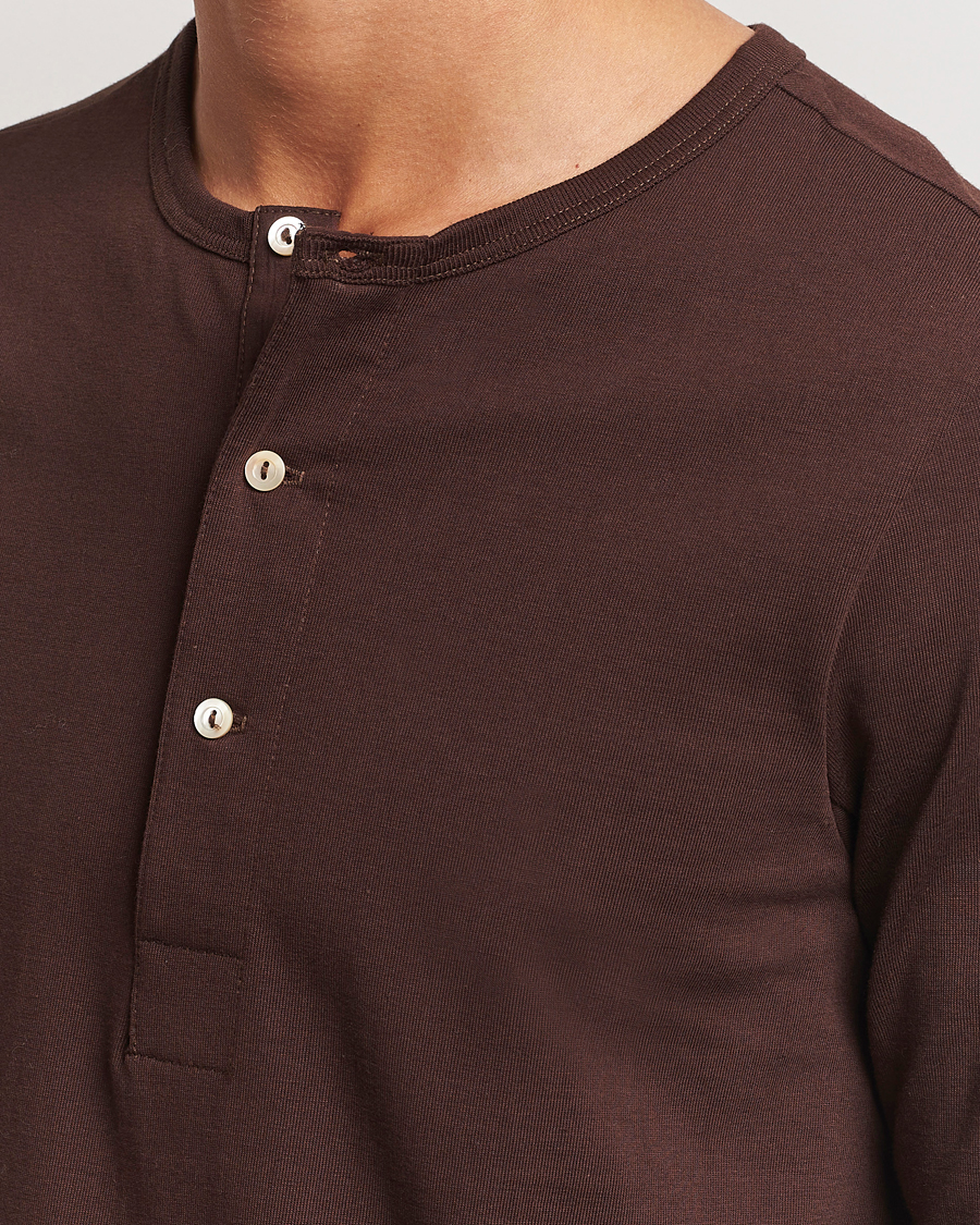 Herren | Pullover | Merz b. Schwanen | Classic Organic Cotton Henley Coffee