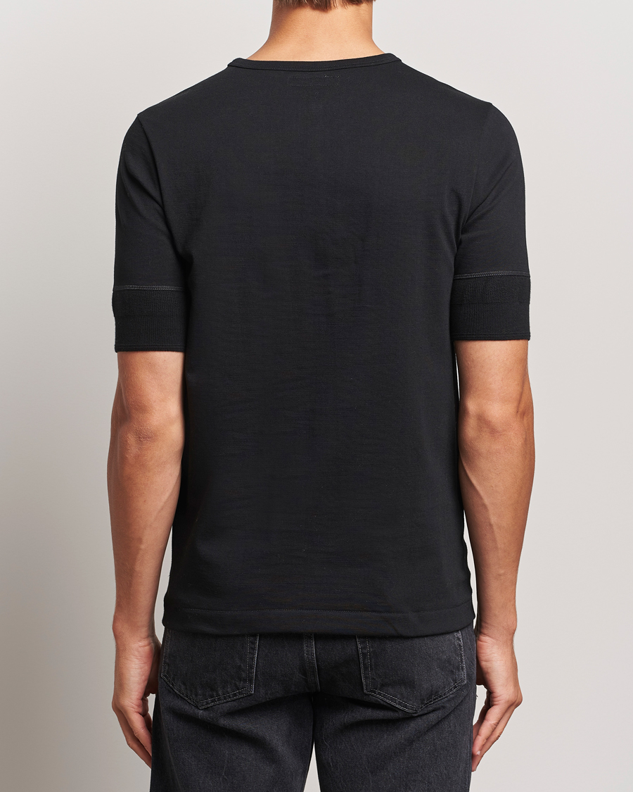 Herren | T-Shirts | Merz b. Schwanen | Short Sleeve Organic Cotton Henley Black