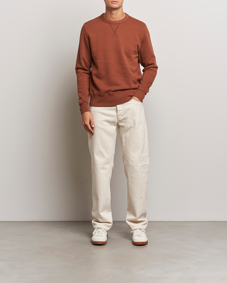 Herren | Pullover | Merz b. Schwanen | Vintage Fleece Crew Neck Sweatshirt Chestnut