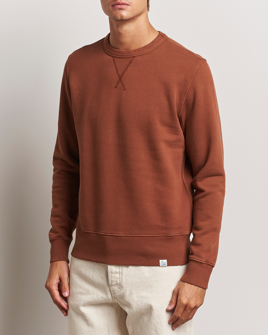 Herren | Pullover | Merz b. Schwanen | Vintage Fleece Crew Neck Sweatshirt Chestnut