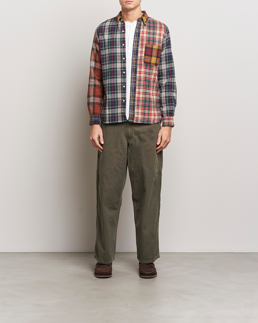 Herren | Hemden | BEAMS PLUS | Patchwork Flannel Button Down Shirt Mustard Multi
