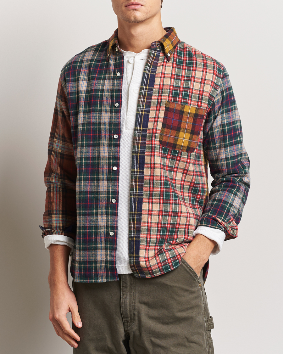Herren | Hemden | BEAMS PLUS | Patchwork Flannel Button Down Shirt Mustard Multi