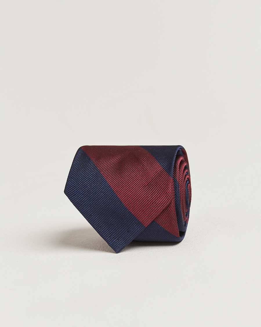 Herren | BEAMS PLUS Regimental Stripe Ivy Tie Navy/Burgundy | BEAMS PLUS | Regimental Stripe Ivy Tie Navy/Burgundy