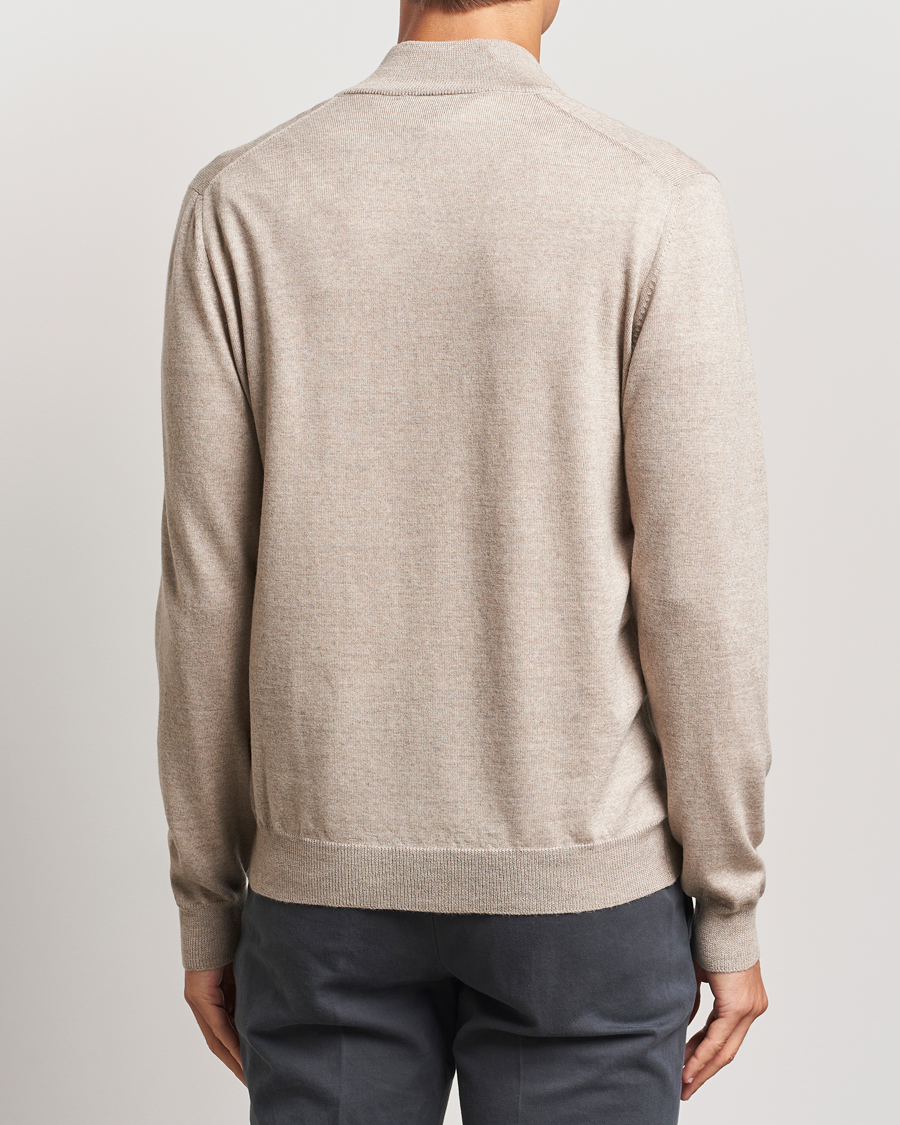Herren | Pullover | Gran Sasso | Merino Fashion Fit Half Zip Light Beige
