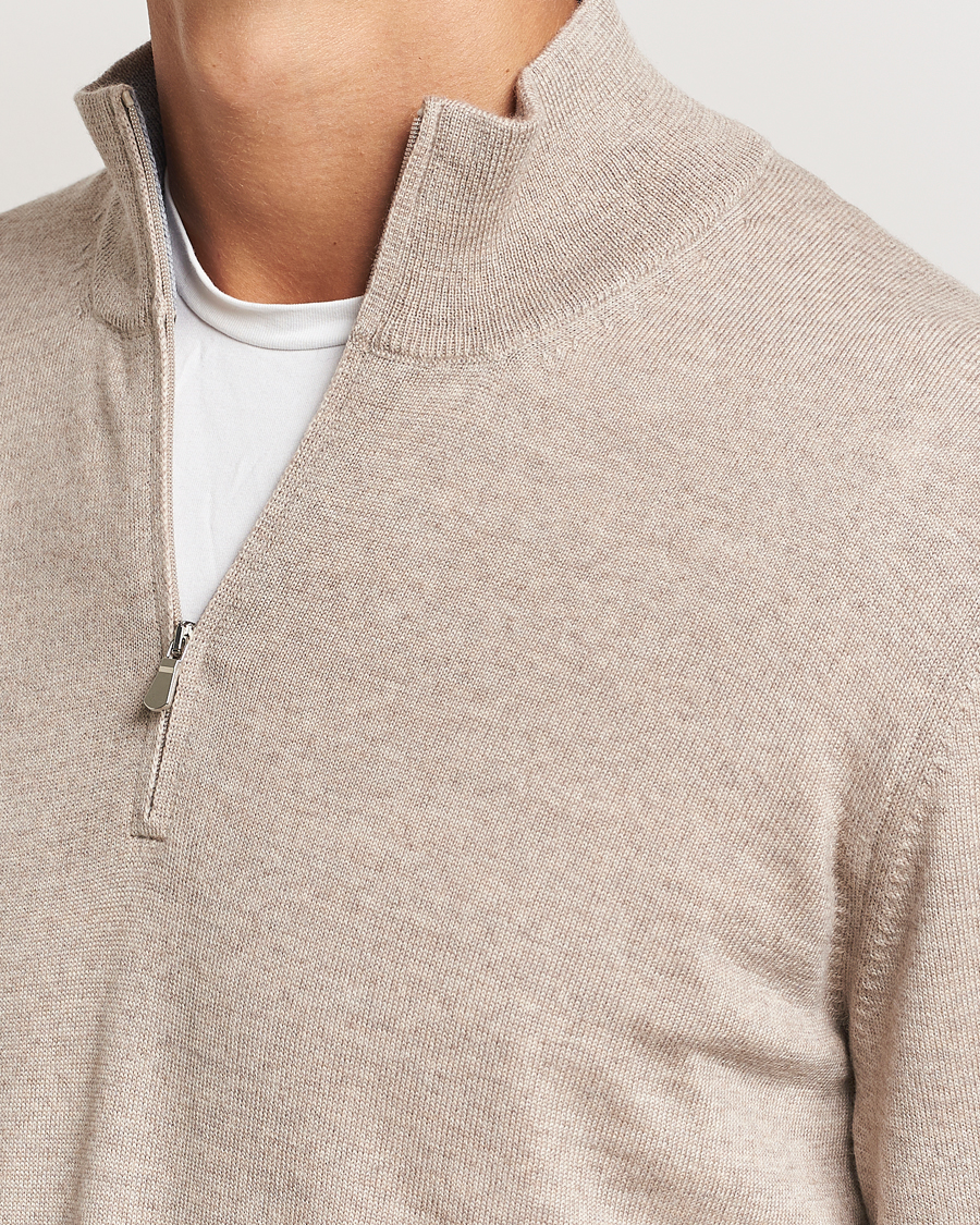 Herren | Pullover | Gran Sasso | Merino Fashion Fit Half Zip Light Beige