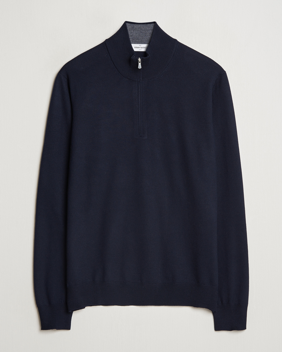 Herren | Pullover | Gran Sasso | Merino Fashion Fit Half Zip Navy