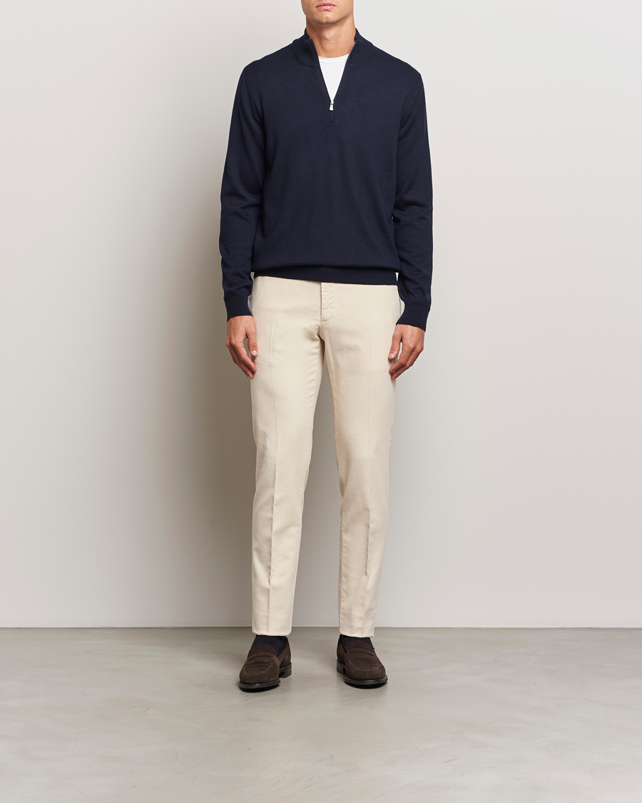 Herren | Pullover | Gran Sasso | Merino Fashion Fit Half Zip Navy