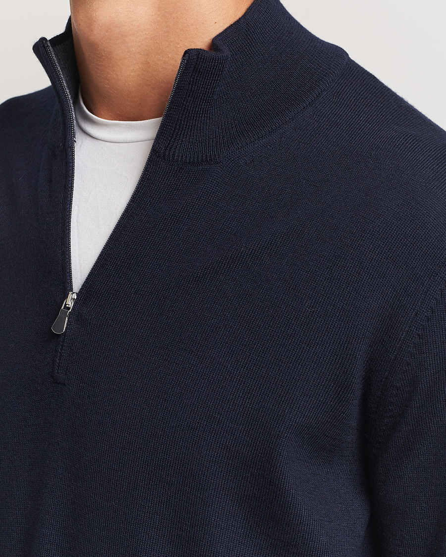 Herren | Pullover | Gran Sasso | Merino Fashion Fit Half Zip Navy