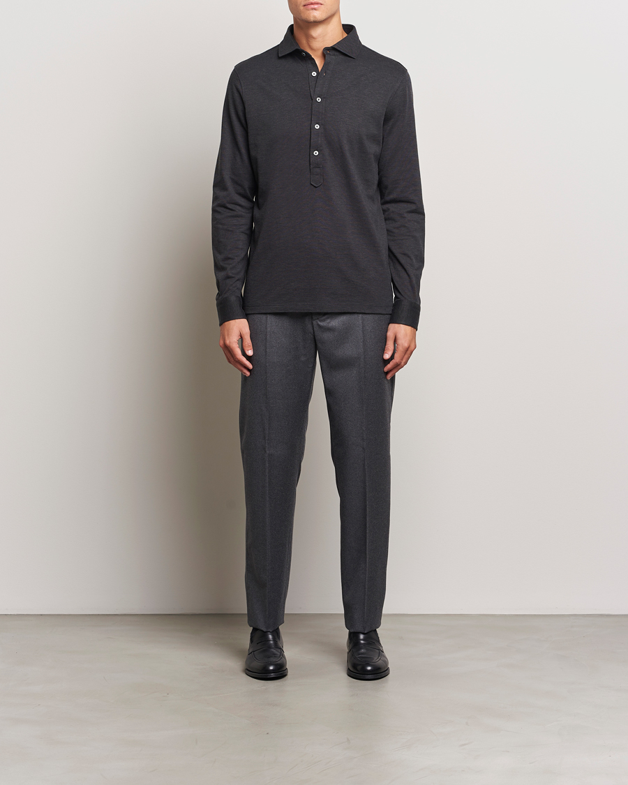 Herren | Hemden | Gran Sasso | Brushed Cotton Popover Shirt Black