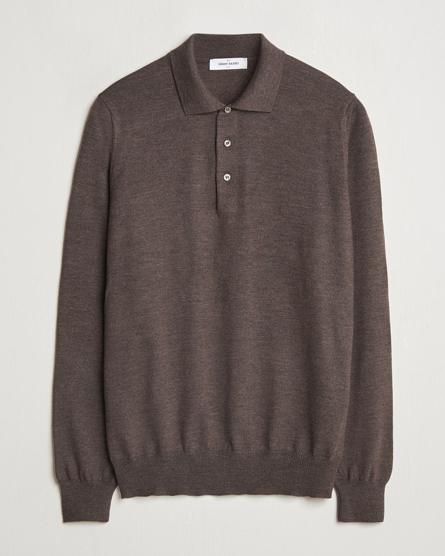 Herren | Pullover | Gran Sasso | Merino Fashion Fit Polo Brown